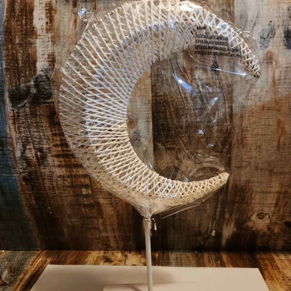 Celestial Decor Woven White Crescent Moon Table Lamp Whimsigoth Boho New Nursery